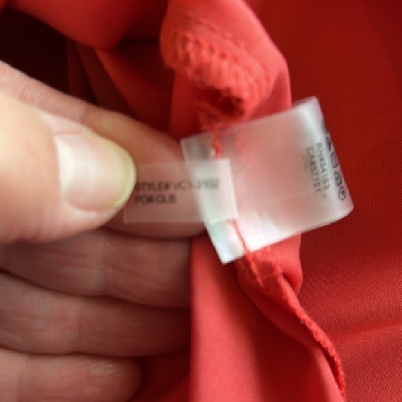 Vince Camuto Womens Orange Tie Lined Blouson Sleeve Dress gathered neck size 6 - Picture 15 of 16